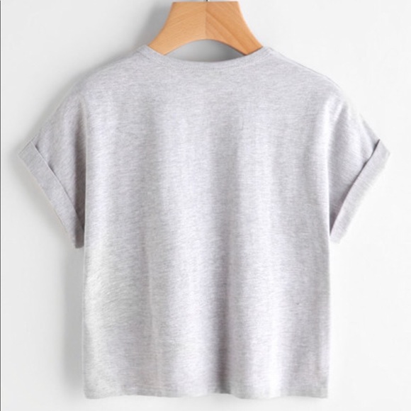 grey cuffed cropped t-shirt - Picture 2 of 2